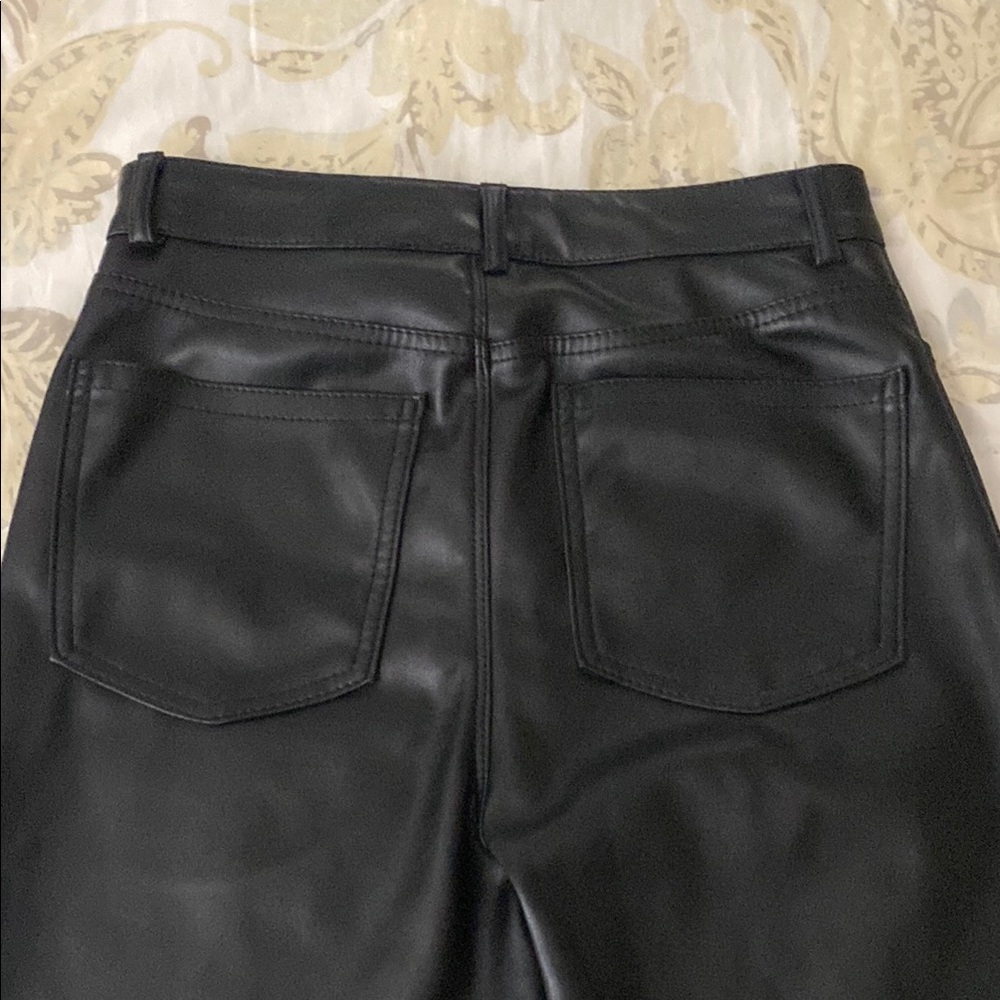 NWOT Dynamite Justina Straight Leg Black Faux Leather Pants - Picture 4 of 13